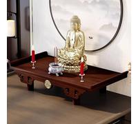 Altar de meditación montado en la pared de madera maciza, santuario budista para oración e incienso, potenciador de espacio espiritual personal