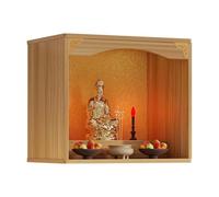 Altar Espiritual Pared para Espacio Sagrado Pequeña Mesa de Altar con o sin Puerta Buddhist Shrine Cabinet para Adoración, Oraciones y Meditación(Natural,40x40x60cm)