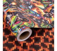 Altarho Juego de rollos de papel de regalo reversibles de Monster Truck para niños, dinosaurios, coches de carreras y hojas de papel de lava para volcán, Halloween, baby shower, decoración de fiesta