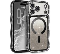 Altartar Funda para iPhone 17 con purpurina, funda protectora de lujo para iPhone 17 Sparkle Diamant Mujer Protector de cámara Case Ultrafina Resistente a los golpes Funda Niña Negro