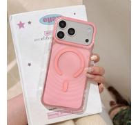 Altartar Funda para iPhone 17, transparente, magnética, para iPhone 17, transparente, antigolpes, magnética, protección contra caídas, color rosa