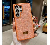 Altartar Funda para Samsung Galaxy S25 Plus con purpurina, funda de silicona para Samsung S25 Plus Sparkle Diamant Mujer Ultrafina Luxury Case Protector de Cámara Bumper Cover Niña Naranja