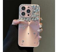 Altartar Glitzer Handyhülle für iPhone 15 Hülle,Bling Diamant Schutzhülle Frauen Aesthetic Silikon Dünn Case Kameraschutz Silikonhülle Manuell Kristall Diamant Cover für Damen Mädchen, Rosa