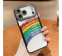 Altartar Glitzer Hülle für iPhone 13 Pro Transparent Handyhülle,Glitter Diamant Schutzhülle mit Fließbarer Regenbogen Stoßfest Silikon Case weiche UltraDünn Aesthetic Bumper Cover,Schwarz