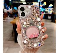 Altartar Glitzer Hülle für iPhone 14 mit Ständer ,Transparent Handyhülle mit Sparkle Diamant Schutzhülle Silikon Case Frauen Aesthetic Silikonhülle Stoßfeste Luxus Cover Mädchen,Rosa