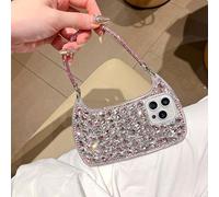 Altartar Glitzer Hülle für iPhone 14 Plus mit Band,Transparent Handyhülle mit Sparkle Diamant Schutzhülle Silikon Case Frauen Aesthetic Silikonhülle Stoßfeste Luxus Cover Mädchen,Rosa