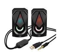 Altavoces Cable Jack 3,5mm + USB 3W x 2 LED RVB Botón Integrado LinQ A4000 Negro