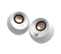 CREATIVE Altavoces Minimalistas Pebble V3 2.0 USB-C con Audio USB, Mejora con Clear Dialog, Bluetooth 5.0, 8 W de RMS con 16 W de Pico máximo de Potencia, conversor Incluido (Blanco)