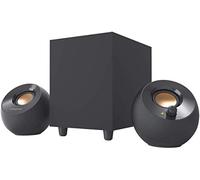 Altavoces de ordenador Creative Pebble Plus 2.1 potenciados por USB con Subwoofer con salida inferior y Controladores de largo alcance, potencia total de hasta 8 W RMS para ordenadores (Negro)