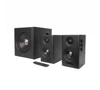Edifier Sistema de altavoces S355DB 2.1 Hi-Res - 150 W RMS, subwoofer inalámbrico de 5,8 GHz, HDMI eARC, LDAC Bluetooth 6.0, USB-C, óptico, coaxial, tri-amp DSP, diseño premium (decoración de nogal)