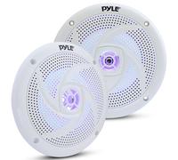 Altavoces marinos impermeables de bajo perfil, 240 W, 6.5 pulgadas, 2 vías, 1 par, estilo delgado, impermeable, resistente a la intemperie, sistema de sonido estéreo de audio para exteriores con luces