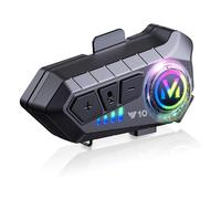 Altavoces para casco Bluetooth 5.3, IPX6, cancelación de ruido, micrófono de tubo suave para motocross (negro)