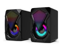 Altavoces para Computadora X2 con Subwoofer PC de Escritorio PortáTil IluminacióN LED Cine en Casa Caja Sonido Cable USB