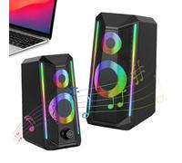 Altavoces RGB para PC,Altavoces de PC para Escritorio - 2 Altavoces de Escritorio RGB | Altavoces RGB alimentados por USB con Sonido Mejorado y Control de Volumen de fácil Acceso para computadora