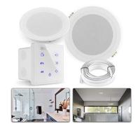Power Dynamics A50B Altavoces Empotrables IPX5 - Kit de Sonido para Baño con Amplificador de Pared Bluetooth MP3 USB microSD Control Remoto Ideal para Piscinas Saunas Exteriores Cubiertos
