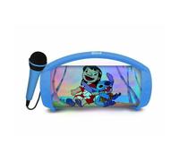 Lexibook, Disney Stitch, Altavoz luminoso inalámbrico con micrófono, Sonido estéreo, Función karaoke, Puertos USB y para tarjetas SD, Batería recargable, Asa para llevar a todas partes, Azul, BTP585DZ
