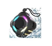 Altavoz Bluetooth impermeable IPX7 para ducha con luz multicolor negra