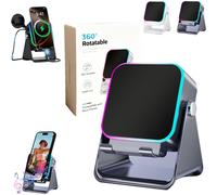 Altavoz Bluetooth inalámbrico 5 en 1 con soporte ajustable de 360, luces de colores y refuerzo de graves, compatible con iPhone y Android.