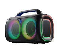 Altavoz Bluetooth Music Sound 80s con 80 W de Potencia, Luces RGB sincronizadas, tecnología True Wireless, hasta 4 Horas de autonomía, asa, Negro