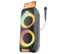 Altavoz Bluetooth para Fiestas | Máquina de Karaoke de 80 W con Tiempo de Reproducción de 5 Horas | Enlace de Múltiples Altavoces TWS, Luces LED y Micrófono con Cable | Oakcastle PS200