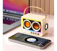 Altavoz Bluetooth portátil Subwoofer Music Box - HIFI Stereo Sound Bluetooth Audio Altavoz con luz RGB - Mini Retro MP3 Soundbox Bluetooth 5.3 Conexión inalámbrica para casa, viajes al aire libre