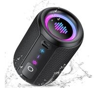 Altavoz Bluetooth Potente 5.4, 15W Pequeño Portatil Altavoz Bluetooth, Luces LED de Colores Inteligentes, 360° Sonido Estéreo TWS, 12H de Reproducción, Impermeable IPX7, para Exterior/Viajes/Fiestas