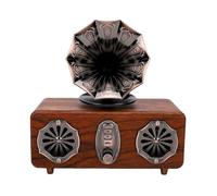 Altavoz Bluetooth Retro 5.4, Altavoz Inalámbrico Vintage con Trompeta de Bronce con Sonido Estéreo Dual y Radio FM para Dormitorio de Oficina en Casa