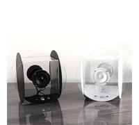 Altavoz Bluetooth transparente tipo casete, altavoz Bluetooth redondo y transparente, altavoces portátiles minimalistas, diseño de casete transparente, distintas capas de música(Black+White)