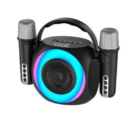 Altavoz Bluetooth Universal Música 6W Cool Mini Karaoke Party + 2 Micrófonos Negro