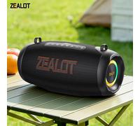 Altavoz Bluetooth ZEALOT-P16, ultraportátil, hasta 10 horas de reproducción, resistente al agua y al polvo IPX6, sonido potente para exteriores Negro