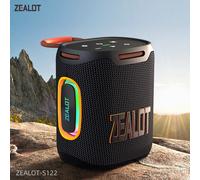 Altavoz Bluetooth ZEALOT-S122 BT5.4 altavoz de ducha inalámbrico IPX6 resistente al agua, sonido estéreo HiFi de 25W, emparejamiento TWS, tiempo de reproducción de música 20H Black