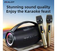 ZEALOT-S97 Altavoz Bluetooth de Alta Potencia de 80W, Portátil, con Luces RGB de Colores, Resistente al Agua, Subwoofer Inalámbrico, Sonido Envolvente Estéreo 360, TWS, FM Black