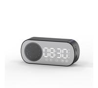 Altavoz con radio FM inteligente multifuncional, reloj despertador Bluetooth y reloj con espejo (negro)_NEGRO