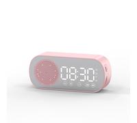 Altavoz con radio FM inteligente multifuncional, reloj despertador Bluetooth y reloj con espejo (rosa)_rosa