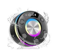 Altavoz de ducha Bluetooth con sonido envolvente de 360, iluminación RGB, micrófono incorporado, resistente al agua IPX7, color negro