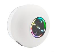 Altavoz de ducha con llamadas manos libres inalámbricas, IPX4 impermeable sistema de sonido portátil para baño, luz que cambia de color, chip 5.0, transparente (blanco)