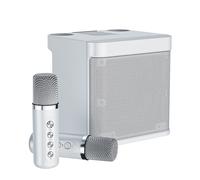 Altavoz De Ducha Inalámbrico Bajo 20 Máquina de karaoke de 10 W con 2 micrófonos inalámbricos Juego de altavoces con micrófono portátil de 1200 mA Máquina con Figura De Palo De Mundo (White, One Size)