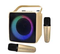 Altavoz de karaoke portátil con Bluetooth for adultos y niños, máquina de karaoke, 2 micrófonos inalámbricos y luces dinámicas, regalos ideales for fiestas en casa de niñas y niños ( Color : Gold )