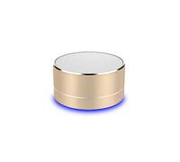 Altavoz de Metal Bluetooth para Samsung Galaxy A50 Smartphone Puerto USB Tarjeta TF Auxiliar Altavoz Micro Mini (Oro)