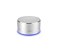 Altavoz de Metal Bluetooth para Samsung Galaxy Note 10 Smartphone Puerto USB Tarjeta TF Auxiliar Altavoz Micro Mini (Plata)