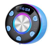 Altavoz Ducha Bluetooth 5.3 con Luces RGB, Altavoces Bluetooth con Ventosa, Pantalla LED, Manos Call Libres, 8H Estéreo, IP7 Impermeable Mini Altavoz Portatil para Baño Exterior Piscina Fiesta, Azul