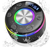Altavoz Ducha Bluetooth 5.3 con Luces RGB, Altavoces Bluetooth con Ventosa, Pantalla LED, Manos Call Libres, 8H Estéreo, IP7 Impermeable Altavoz portátil Bluetooth para Baño Exterior Piscina Fiesta