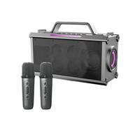 Altavoz Inalámbrico con 2 Micrófonos, Subwoofer Portátil de Alta Potencia para Exteriores con Sistema de Karaoke para el Hogar de Alto