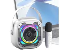 Altavoz Karaoke PA, Subwoofer Pequeño, Asa, Luces RGB | Micrófono Inalámbrico Con Altavoz Boombox Exterior, Dispositivo de Canto con Luces RGB, para Adultos, Niños, Smartphones,