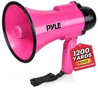 Altavoz megáfono portátil Sirena Bullhorn - Compacto y Funciona con Pilas con 30 W de Potencia, micrófono, 2 Modos, Sonido PA y Mango Plegable para animadoras y Uso policial (Rosa)