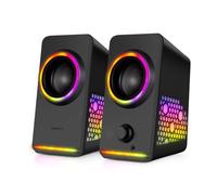 Altavoz para computadora, altavoces Bluetooth para PC, altavoces dinámicos RGB para juegos de PC con 9 modos LED coloridos, altavoces subwoofer alimentados por USB con cable auxiliar de 3.5 mm para