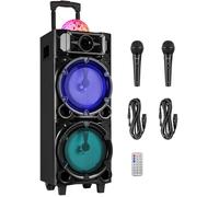 Altavoz portátil con LEDs RGB 2 altavoces de 8 300 W Bluetooth USB y SD 2 micrófonos y control (LIVE290) - FENTON