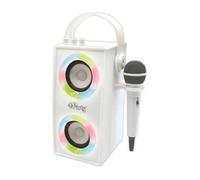 LEXIBOOK BTP180Z - iParty-Altavoz portátil Bluetooth micrófono, Efectos de luz, Karaoke, inalámbrico, USB, Tarjeta SD, batería Recargable, Blanco