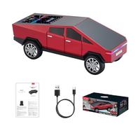 Altavoz portátil WS-580 con Bluetooth, réplica de camioneta, con Pantalla, Sonido HD, emparejamiento TWS, Radio FM, micrófono Integrado para Llamadas Manos Libres y luz LED para Fiestas. (Rojo)