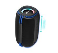 QCHARX Flow Mini - Altavoz Bluetooth 5.3 Portátil 10W, Autonomía 6h, Sonido Estéreo TWS, Entradas USB, TF y AUX, Incluye Asa de Transporte, Color Negro/Azul